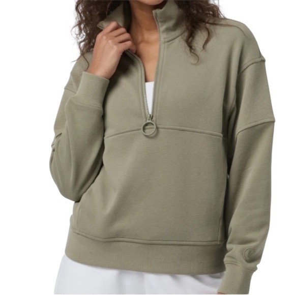 Vuori Sedona Rib Half Zip Sweatshirt Metal Olive Sage Green NWOT - Picture 1 of 9